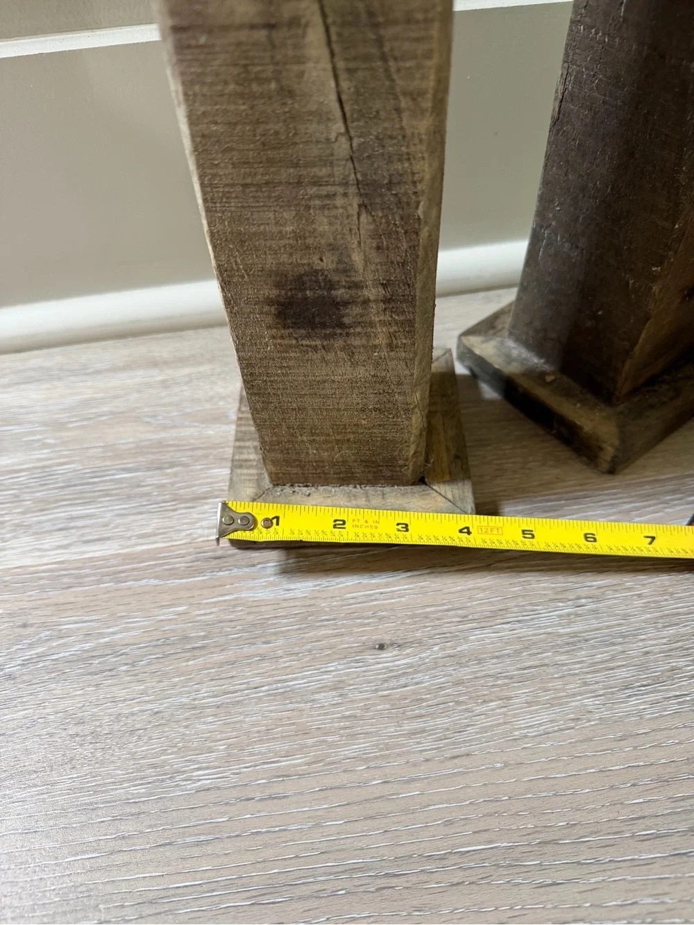 Rustic Wood Pillar Candle Holders - Set of 3